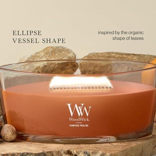 WoodWick Pumpkin Praline Holiday Candle Gifts for Women and Men, 16 oz Ellipse Candle with Crackling Wick thumbnail 4