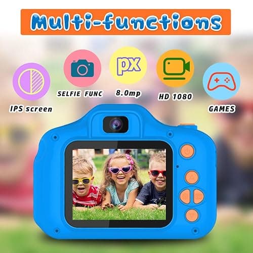 Seckton Upgrade Kids Selfie Camera, Christmas Birthday Gifts for Boys Age 3-9, HD Digital Video Cameras for Toddler, Portable Toy for 3 4 5 6 7 8 Year Old Boy with 32GB SD Card-Navy Blue thumbnail 2