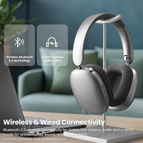 Wentronic Y01 Wireless Noise Canceling Headphones Bluetooth 5.3 Over Ear Headphones with Microphone, Hi-Res Audio, 48H Playtime, Foldable Comfortable Earpads,Compatible with iOS,Android,PC, Space Grey thumbnail 8