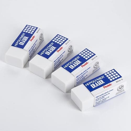 Pentel Hi-Polymer Block Eraser Small White, Pack of 4 (ZEH05BP4) thumbnail 3
