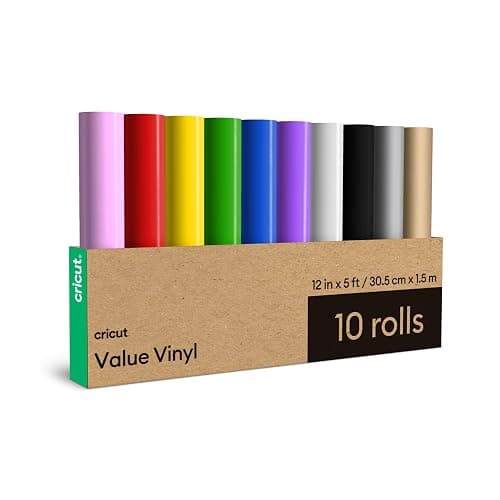 Cricut Value Permanent Vinyl, Rainbow Sampler – 12in x 5ft Rolls (10 ct) - Image 1