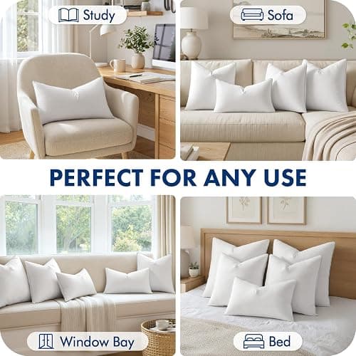 MIULEE 18x18 Pillow Inserts Pack of 2, Throw Pillow Inserts with 100% Cotton Cover, Square Decorative Pillow Inserts for Sofa Bed Couch Bench thumbnail 4