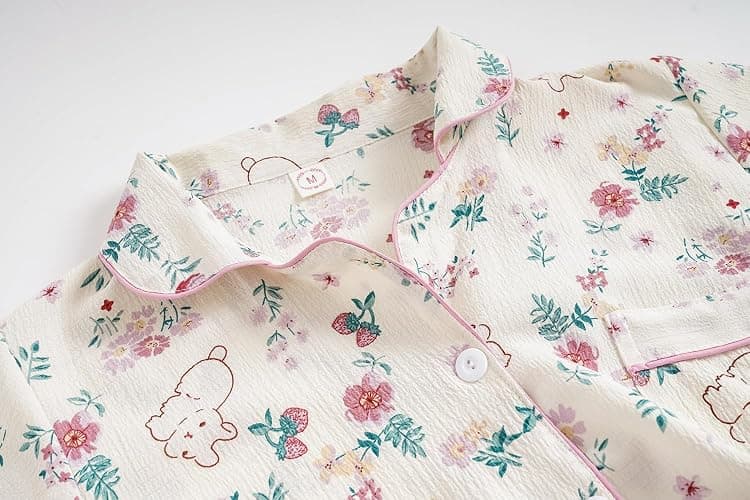 Vopmocld Big Girls Button Down Sleepwear Short Sleeve With Shorts 2PCS Pajama Sets Casual Lapel Loungewear Patterns Printed thumbnail 3