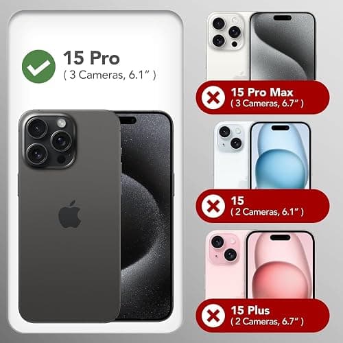 GONEZ Magnetic for iPhone 15 Pro Case, Compatible with MagSafe, [Screen Protector + Camera Lens Protector], Silicone Shockproof Anti-Scratch Protective Phone Case 6.1 inch, Chalk Pink thumbnail 2