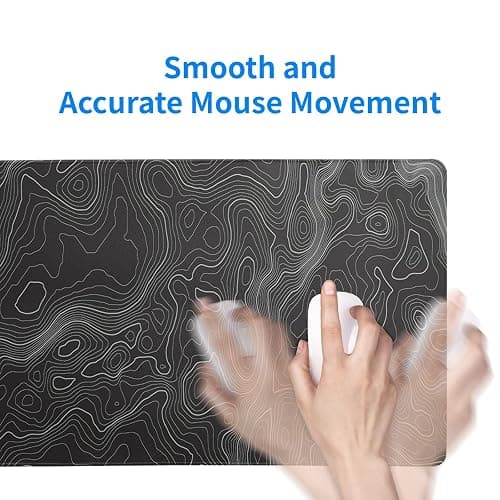 Topographic Contour Extended Big Mouse Pad Large,Gaming Mouse Pad Desk Pad,27.6x11.8 Inch Long Computer Keyboard Mouse Mat Mousepad with 3mm Non-Slip Base and Stitched Edge for Gaming and Office thumbnail 7