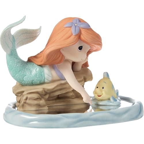 Precious Moments Sea The Treasure Beneath The Surface Disney Ariel and Flounder Bisque Porcelain Figurine, The Little Mermaid Collectible Gift – 251020 thumbnail 3