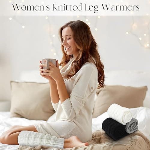 3 Pairs Leg Warmers for Women, Knitted Leg Warmers Knit Winter Thermal Warm Leg Warmer Long Socks Boot Cuffs for Women Girls thumbnail 6