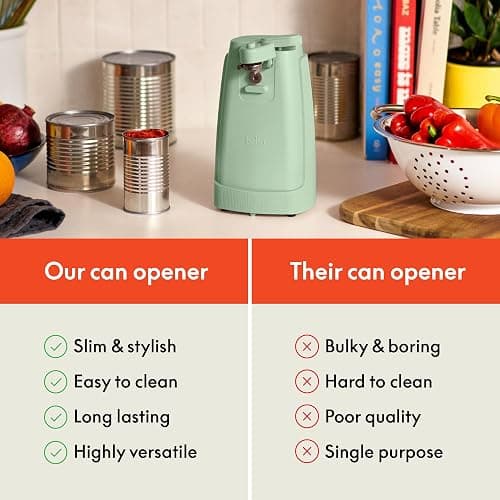 bella Electric Can Opener and Knife Sharpener, Removable Cutting Lever, Cord Storage, Stainless Steel Blade, Seaglass thumbnail 8