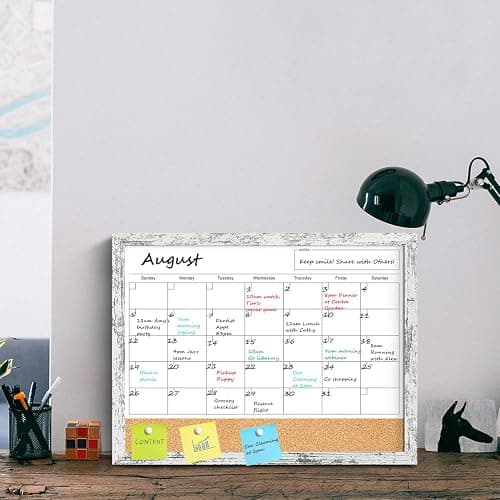 Dry Erase Calendar for Wall, 17x13 Inches Whiteboard Calendar Cork Board Combo, Magnetic Small White Board with Wood Framed, Hanging Dry Erase Board for Office Kitchen Home Planner Memo thumbnail 8