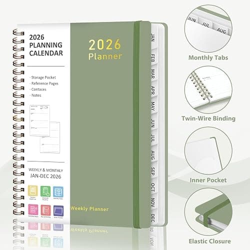 2026 Planner, Weekly and Monthly Calendar Academic Planner, Jan 2026 - Dec 2026, Planning Agenda Book for Desk Accessories and School Supplies - A5 (6.3'' x 8.5'') thumbnail 4
