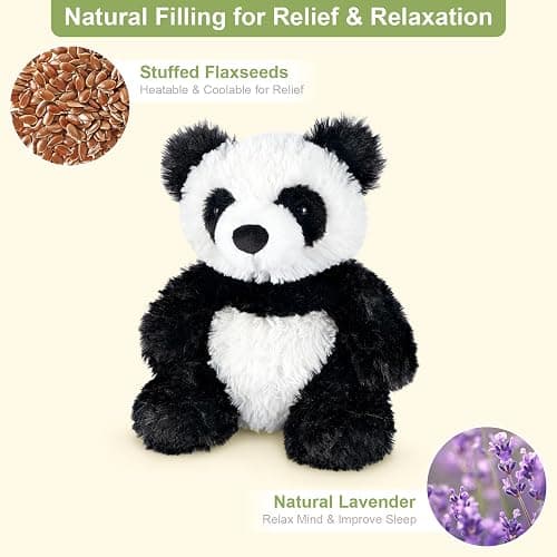 SuzziPals Heatable & Coolable Panda Stuffed Animals, Cute Microwavable Heating Pad Plushies for Soothing & Relaxation,Emotional Support Stuffed Plush Toys, Panda Gifts thumbnail 4