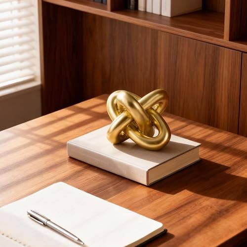 Golden Knot Statue, Three Knot Sculpture Home Decor Accents, Knot Sculptures and Statues for Rustic Coffee Table Living Room Dining Table Entryway Entrance Shelf Small Decorations and Accessories thumbnail 7