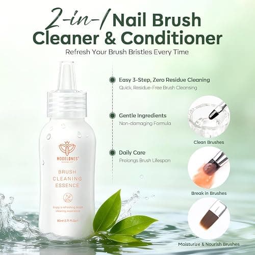 Modelones Nail Art Brush Cleaner & Restorer 80ml/2.71 Fl.Oz for Gel Polish/Nail Extension Gel/Nail Art Liner/Dip Powder/Acrylic Builder Manicure Brush DIY Salon at Home thumbnail 2