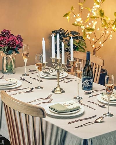 Lemeya 20-Piece Rose Gold Silverware Set for 4,Modern 18/10 Stainless Steel Flatware Set,Luxury Cutlery Set,Unique Utensils Set for Restaurant,Spoons and Forks Set,Mirror Polished,Dishwasher Safe thumbnail 8