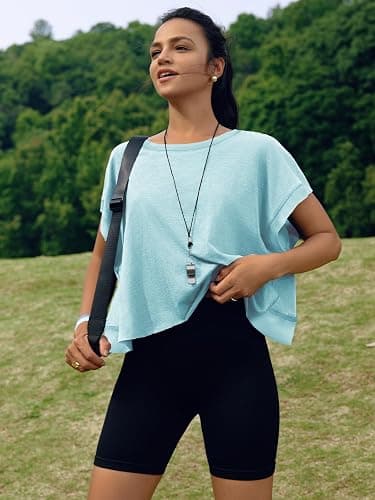 SENSERISE Womens Open Back Workout Tops Backless Short Sleeve Athletic Shirt Running Crop Top Gym Yoga Tee thumbnail 3