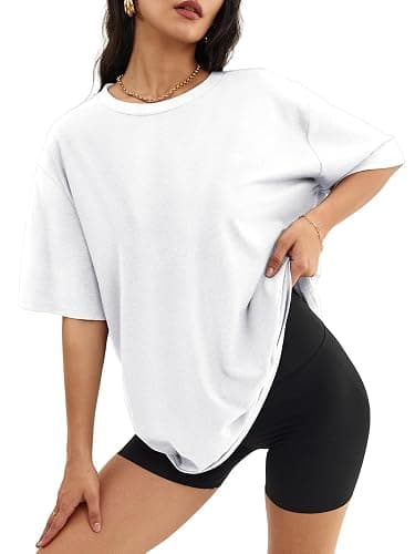 ATHMILE Womens Oversized T Shirts Loose Fit Crewneck Short Sleeve Tops Summer Casual Blouse Y2K 2026 Basic Tee Beach - Image 1