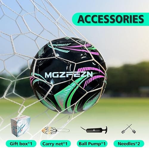 MGZFEZN Youth Soccer Ball Size 4, Kids Outdoor Play Game Training Practice Soccer Ball for Teen Boy Girl Indoor Outdoor with 1 Pump 1 Net Bag and 1 Gift Box thumbnail 8