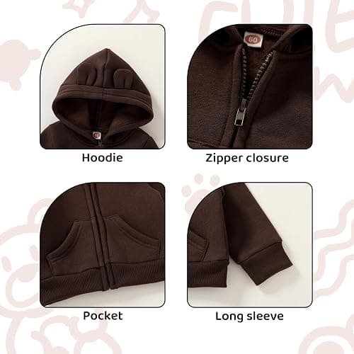 Happy Town Baby Clothes for Girls Boys Clothes Solid Color Zipper Hoodie and Pants Set Infant Fall Winter Outfits thumbnail 3