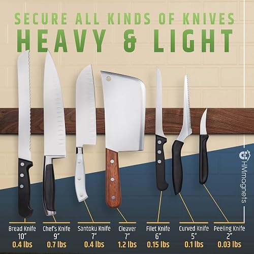 Premium 24 Inch (Large Size) Dark Walnut Wood Magnetic Knife Holder – Professional Wooden Magnetic Knife Strip - Space-Saving Knife Rack/Knife Bar With Powerful Magnetic Pull Force (Upgraded Version) thumbnail 7