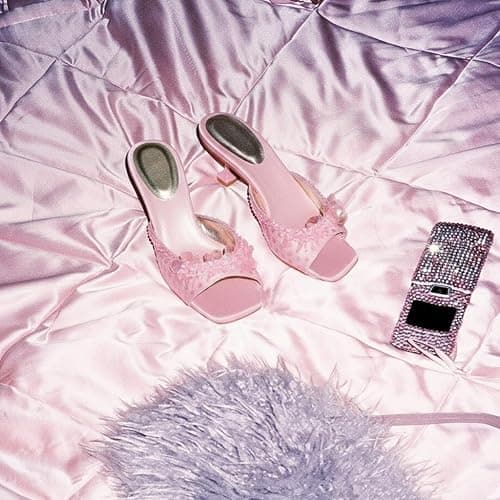Mattiventon Sequin Kitten Heels for Womens | Sequin Heels 2.13 Inch Open Square Toe Slip on Trendy Pumps for Party Wedding Work Daily Wear thumbnail 3