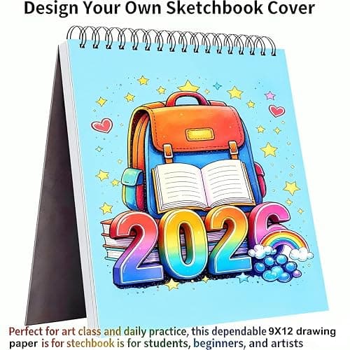 Soucolor Sketch Book 9x12,Thick Drawing Paper Pad School Art Supplies | 100 Sheets Thick 68lb/100gsm Acid-Free Paper,Blank Drawing Pad for Artists,Students,Kids,Notebook for Pencil,Charcoal,Pastel thumbnail 2