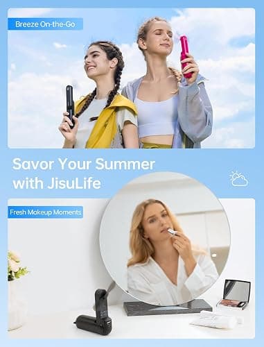 JISULIFE Handheld Mini Fan, 3 IN 1 USB Rechargeable Portable Fan [12-19 Working Hours] with Power Bank, Flashlight, Pocket Design for Travel/Summer/Concerts/Lash, Gifts for Women (Black) thumbnail 6