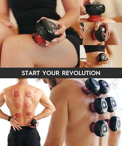 REVOMADIC REVO The Original 4-in-1 Smart Cupping Therapy Massager, Red Light Therapy for Targeted Pain Relief, Knots, Aches, Muscle Soreness, Circulation & Tighter Skin, Portable Cupping Kit thumbnail 8