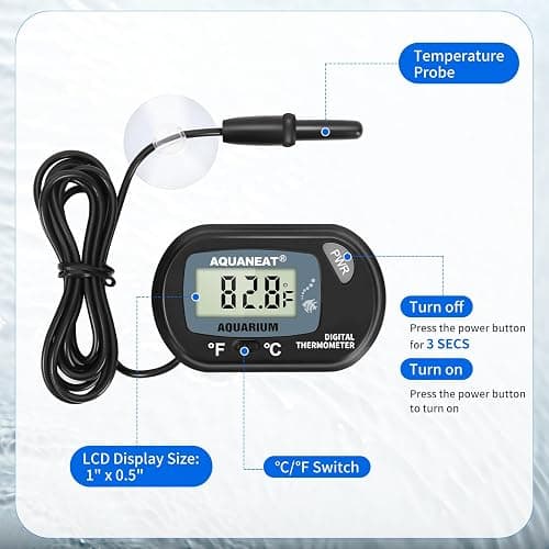 AQUANEAT 2 Pack Aquarium Thermometer, Fish Tank Thermometer, Digital Temperature Test, with Large LCD Display thumbnail 3