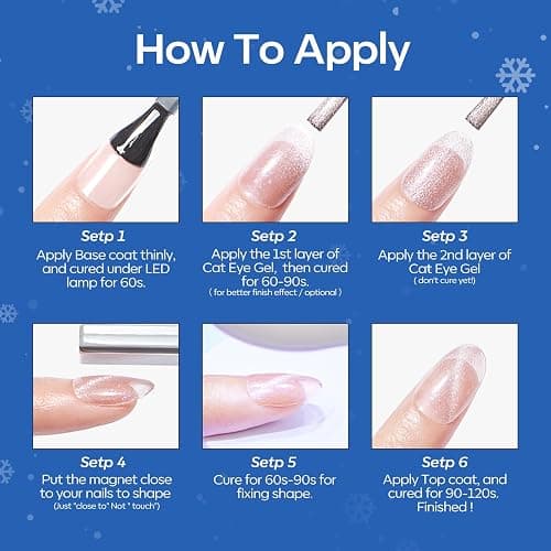 modelones Cat Eye Gel Nail Polish Set Glitter 6Colors Blue thumbnail 8