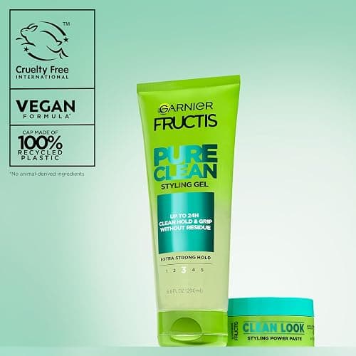 Garnier Fructis Pure Clean Styling Hair Gel, Extra Strong Hold for Up to 24HRs, Non-Flaking, Non-Sticky Formula with Aloe Extract, Made for All Hair Types, 6.8 fl oz (Packaging May Vary) thumbnail 9