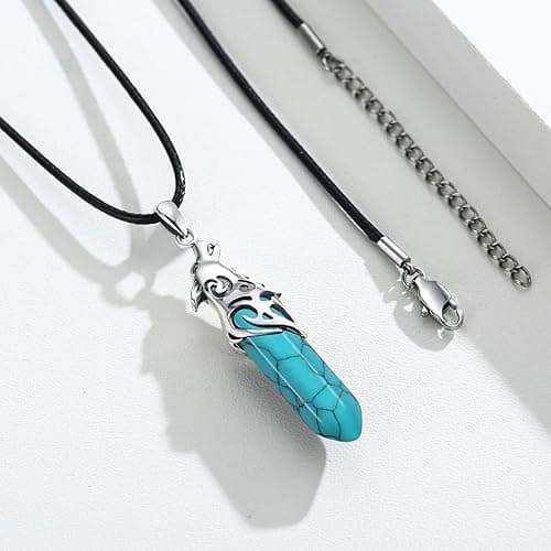 CUOKA MIRACLE Wolf Necklace 925 Men Sterling Silver Wolf Crystal Pendant Wolf Head Jewelry Wolf Gift for Men Women thumbnail 3