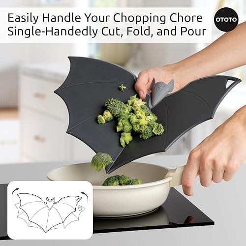 OTOTO Cutting Board - Wooden & Plastic Cutting Boards for Kitchen, Fun & Spooky Kitchen Gadgets, Housewarming & Goth Gifts, Dishwasher Safe (Bat, Plastic) thumbnail 5