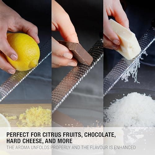Microplane Zester Grater in Dusty Rose for Citrus Fruits, Hard Cheese, Ginger, Chocolate and Nutmeg with Fine Stainless Steel Blade - Made in USA thumbnail 9
