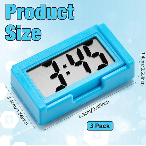 Frienda 3 Pieces Mini Digital Clock Small Digital Clock Stick on Battery Operated Self Adhesive Bracket for Car Dashboard Fridge (Blue,Black,Red) thumbnail 2
