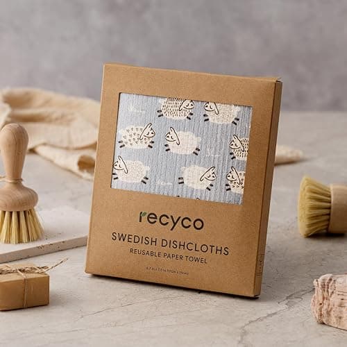 RECYCO Swedish Dishcloths for Kitchen | 6 Pack Farmhouse Friends Washable Dish Rags | Cellulose Reusable Cleaning Paper Towels | Absorbent Counter Dish Cloth Sponge Kitchen Wipes, 8" L x 7" W thumbnail 9
