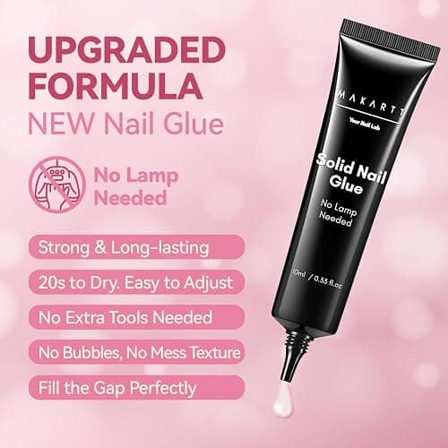 Makartt New Super Strong Semi Solid Nail Glue, Upgraded Hema-Free Nail Glue for Press On Nails, No UV/Led Lamp Needed, Quick Drying 20s, Fake Tips Adhesion, Nail Glues DIY Home Salon Manicure 10ml thumbnail 2