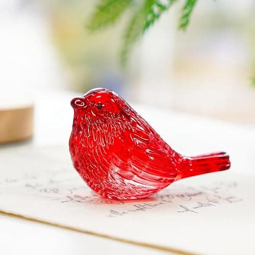 H&D HYALINE & DORA Crystal Handmade Red Bird Figurine Gifts for Bird Lovers Women Men Blown Glass Birds Collectible Figurines for Desk Table Home Office Decor thumbnail 2