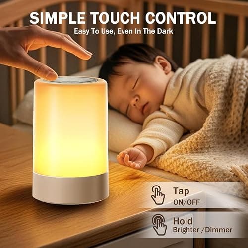 G Keni Baby Night Light, Rechargeable Nursery Night Light with Touch Control, Dimmable Soft Warm LED Bedside Lamp for Breastfeeding, Diaper Changing, Newborn Sleep Aid thumbnail 4