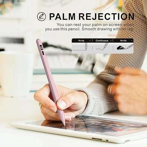 Stylus Pen for iPad 2025-2018 with LED Power Display, 15Mins Fast Charge,Tilt Sensitivity Pencil for iPad 10/9/8/7/6th,11th A16,Air 11/13 M2/M3,Pro 11/13 M4,Pro 12.9",Air 5/4/3,Mini 7/6/5 (Pink) thumbnail 6