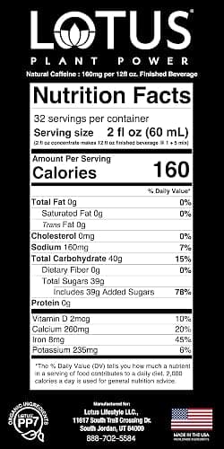 White Lotus Plant Energy Drink Concentrate | Pure Cane Sugar | 64 fl oz | 1:5 | Natural Caffeine from Green Coffee Bean thumbnail 2