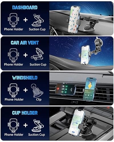 Wireless Car Charger, Fast Charging Phone Holder 3 in 1 Phone Mount Auto Clamping Car Accessories Compatible with iPhone 17 16 15 14 13 12 11 Xs XR, Samsung S23 Ultra S22 S21 S20/S10+ S9+ Note 9 thumbnail 4