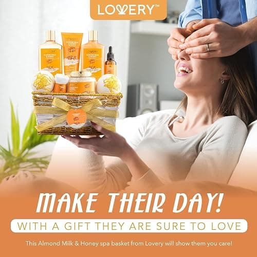 Gifts for Women Gift Basket for Women - 10 Pc Almond Milk & Honey Beauty & Personal Care Set - Home Bath Pampering Package for Relaxing - Spa Self Care Kit - Birthday, Mom, Anniversary Gift thumbnail 6