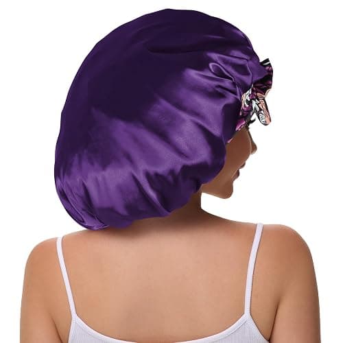 Vettres Double Layer Silk Bonnet with Tie Satin Lined Sleep Cap Hair Cover for Women's Curly Braids Natural Hair thumbnail 3