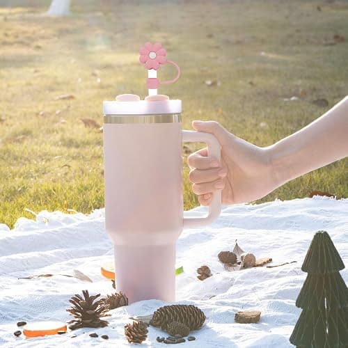 4Pcs 0.4in Diameter Cute Silicone Straw Covers Cap for Stanley Cup, Dust-Proof Drinking Straw Reusable Straw Tips Lids thumbnail 3