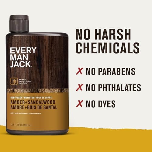 Every Man Jack Men's Body Wash Variety Pack - Includes 3 Body Washes with Natural Ingredients & Incredible Scents - Amber + Sandalwood, Cedar + Red Sage, Sea Minerals + Citron Fragrances (3 Pack) thumbnail 5