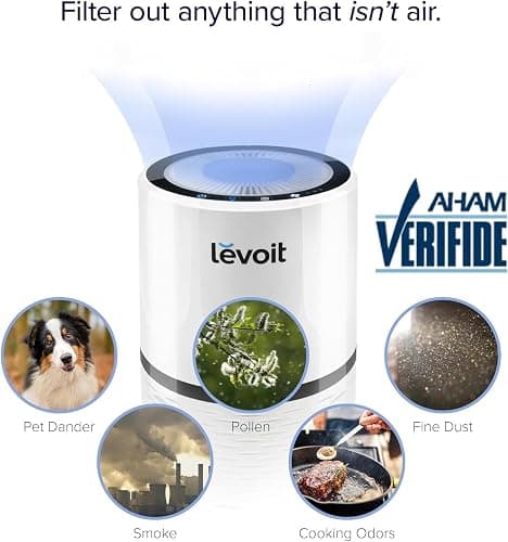 LEVOIT Air Purifiers for Home, AHAM VERIFIDE, High-Efficiency Filter for Smoke, Dust, Pollen, and Odors in Bedroom, Office, or Nursery, Optional Night Light, Quiet Operation, LV-H132, White thumbnail 2