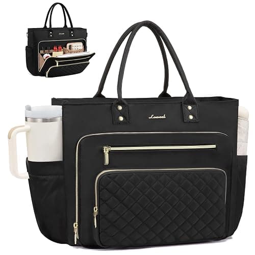 LOVEVOOK Laptop Tote Bag for Women, Work Bags Computer Laptop Bag, Teacher Tote Bag, Professional Briefcase Business Large Purses Handbag, Black, 17 Inch - Image 1