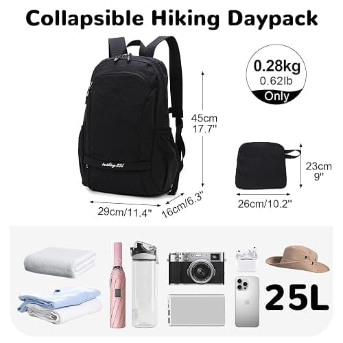 Outplea 25L Small Foldable Hiking Backpack Daypack with Wet Pocket for Women, Ultralight Packable Backpack for Travel Gym thumbnail 2