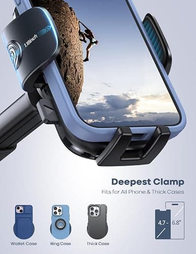 Lamicall Car Phone Holder - [Strongest Military-Grade Suction Cup] 360° Rotation Phone Holders for Your Car Quick Release Adjustable Phone Mount for Car Dashboard for iPhone 17 16 Pro Max Galaxy Truck thumbnail 2