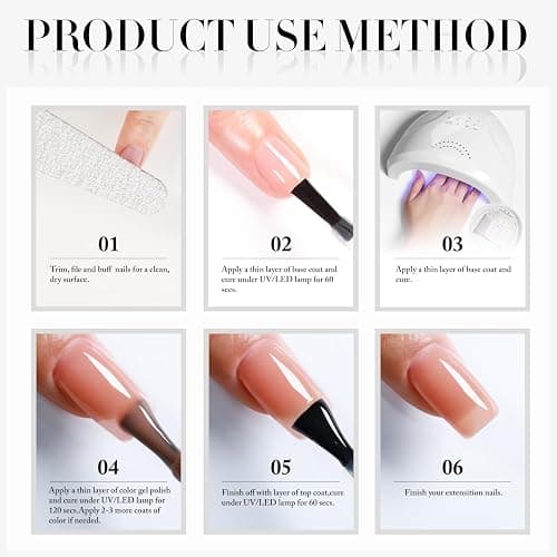 Double Rhythm Translucent Gel Polish Sheer Neutral Natural Light Milky Same Color Same Bottle 15ML Jelly Nail Polish Nail Art DIY at Home (Pink Clear-A1323) thumbnail 9